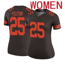 Women Cleveland Browns #25 Demetric Felton Nike Brown Alternate Game NFL Jersey->women nfl jersey->Women Jersey